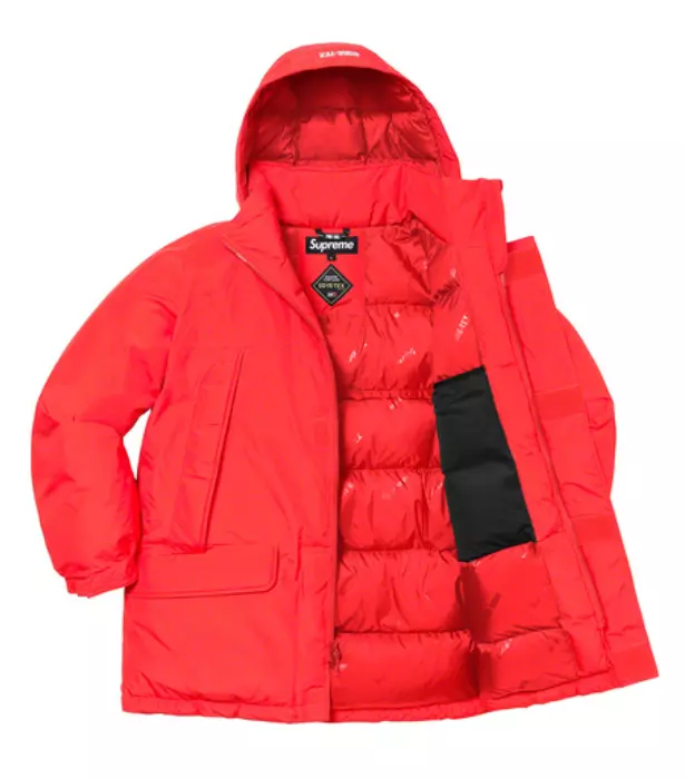 Supreme Gore Tex 700 fill down parka in bright red