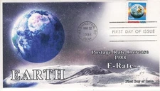 AO-2279-1, 1988, E-Rate, Earth, FDC, Add-on Cachet, Standard Postmark, Coil, SC