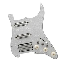 HSS White Pearl Guitar Loaded Prewired Pickguard, Dual Rail Pickups Fit Strat ST