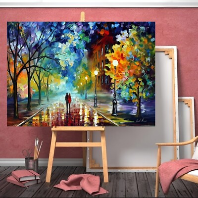 Leonid Afremov Frische der Kälte buntes Gemälde Leinwand Wandbild gerahmter Druck