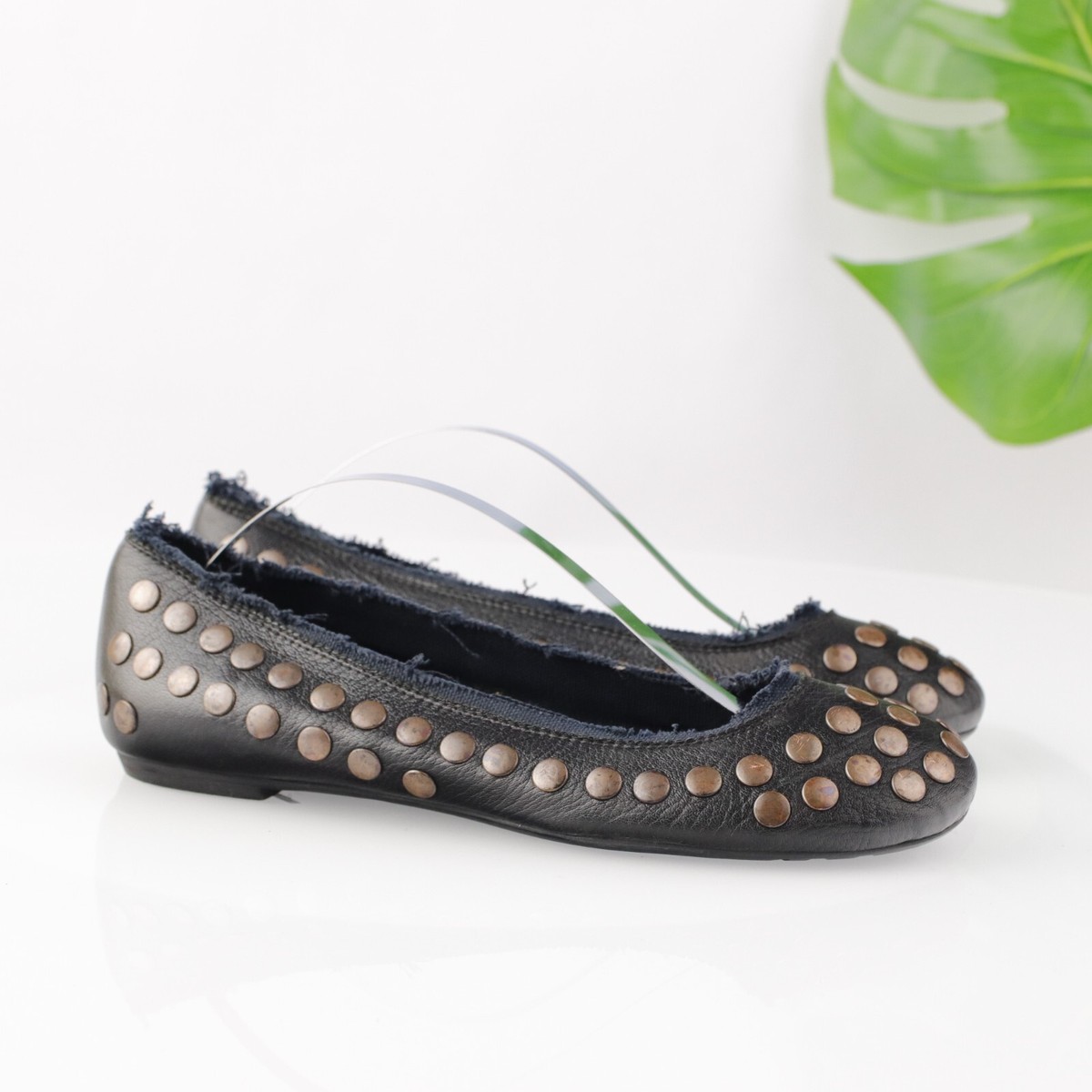 Pedro Garcia Womens Ballet Flat Size 38 8 Black Leather