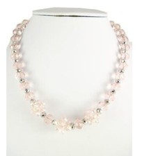 Kids Pink Glass Crystal Bead Necklace for Girls