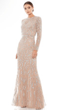 Mac Duggal NWT size 6 long sleeve beaded gown SEE NOTES  style 5124 mocha