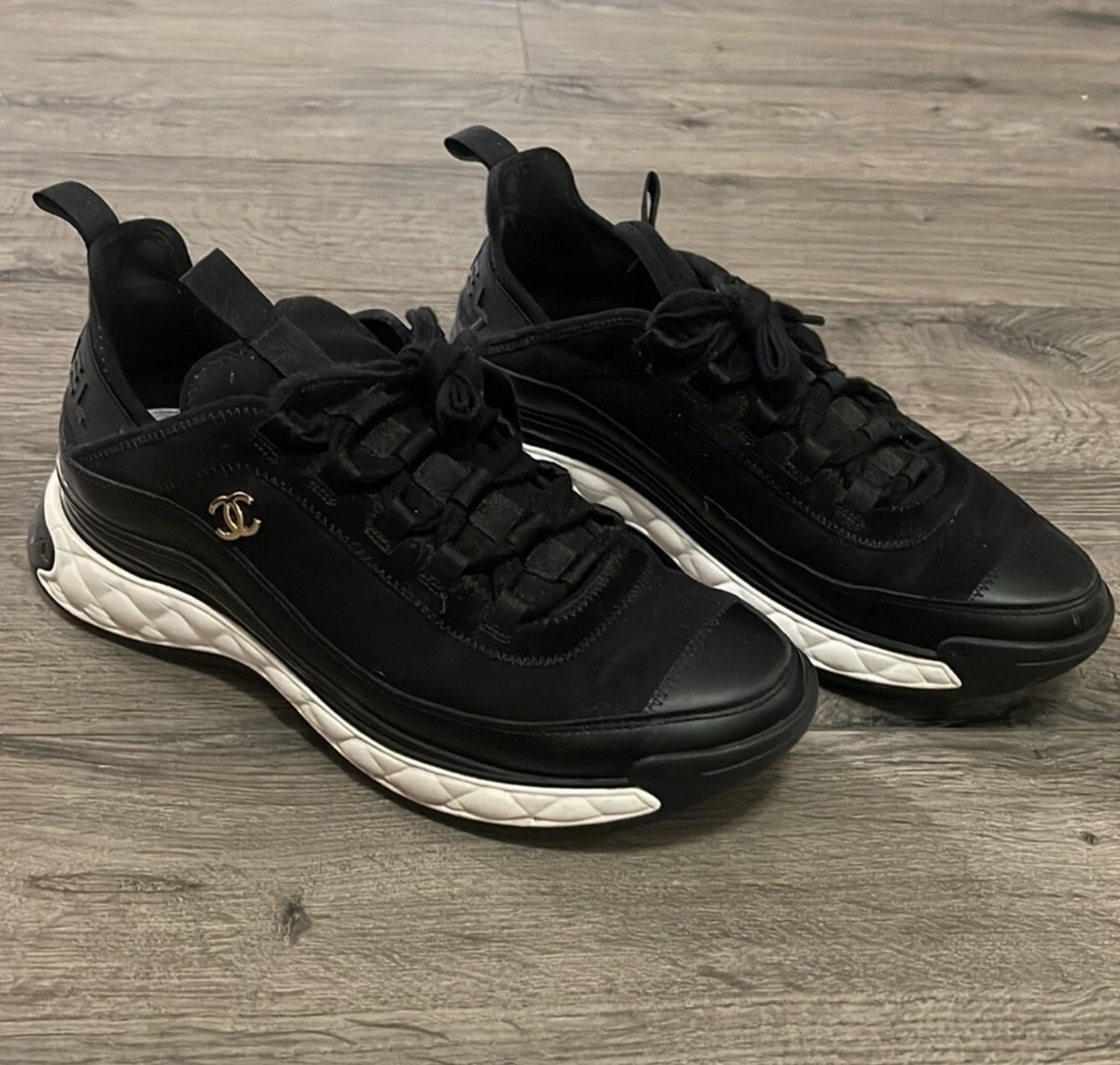 Chanel Sneaker Women's Black Trainer Suede Trail Runner Sneakers