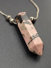 Sterling Silver Alex and Ani Expandable Rhodonite Pendant Necklace - Up To 32"