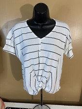 Alya Women’s Black/ White Striped Shirt Size M Made In USA