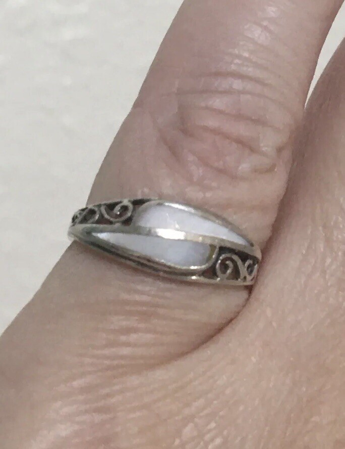 Vintage 925 Solid Sterling Silver White Mother Of… - image 1