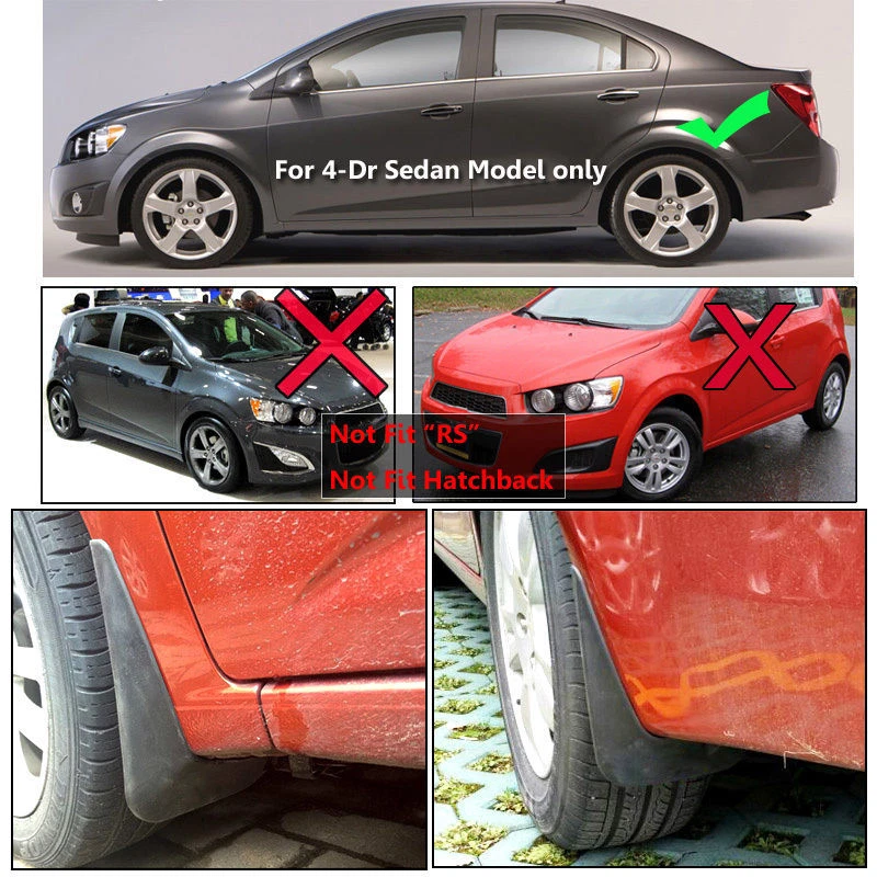 Nuevo juego de protectores contra salpicaduras guardabarros 2012-2016 Chevy Chevrolet Sonic/Aveo sedán Foto 4 de 4