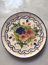 Decorative Wall Decor - Colorful Flowered Plate Hand Painted?  (no markings)