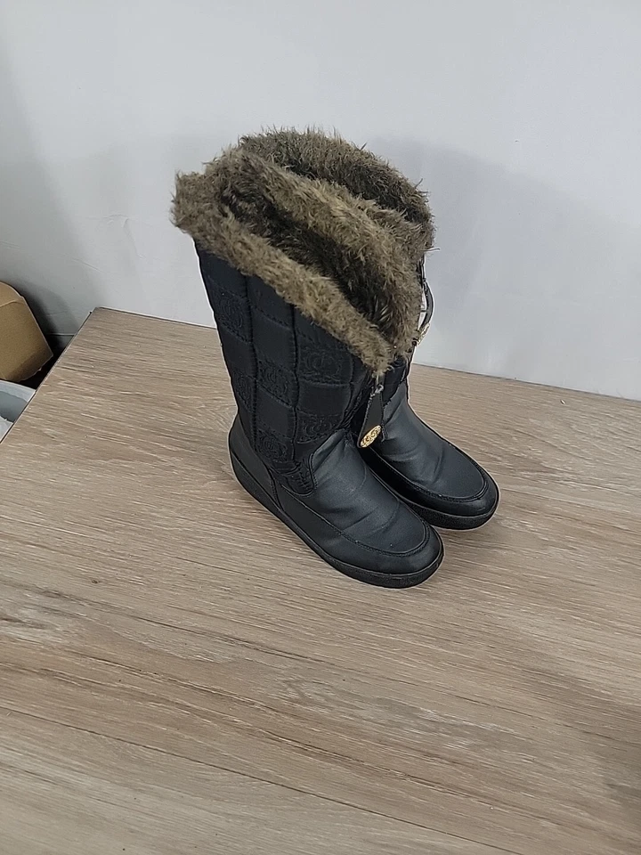 Juicy Couture Snow Flurry High Faux Fur Quilted Wedge Winter Boots Womens US 10 - Image 2 of 4