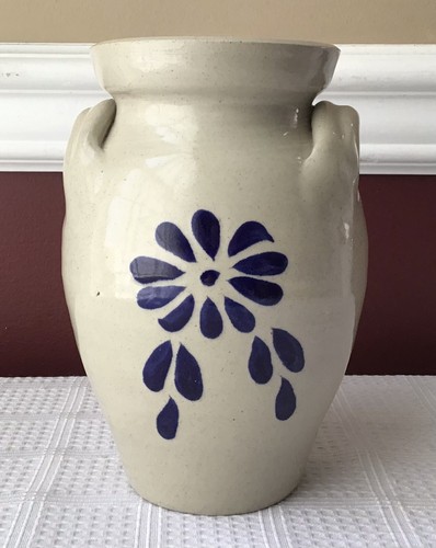 Vintage Handmade American Pottery Handled Jar/ Vase, 7”Tall, Made In USA