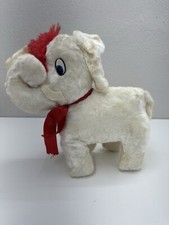 Unbranded Stuffed Animal Elephant Standing Upright Cream Red Hair Vintage
