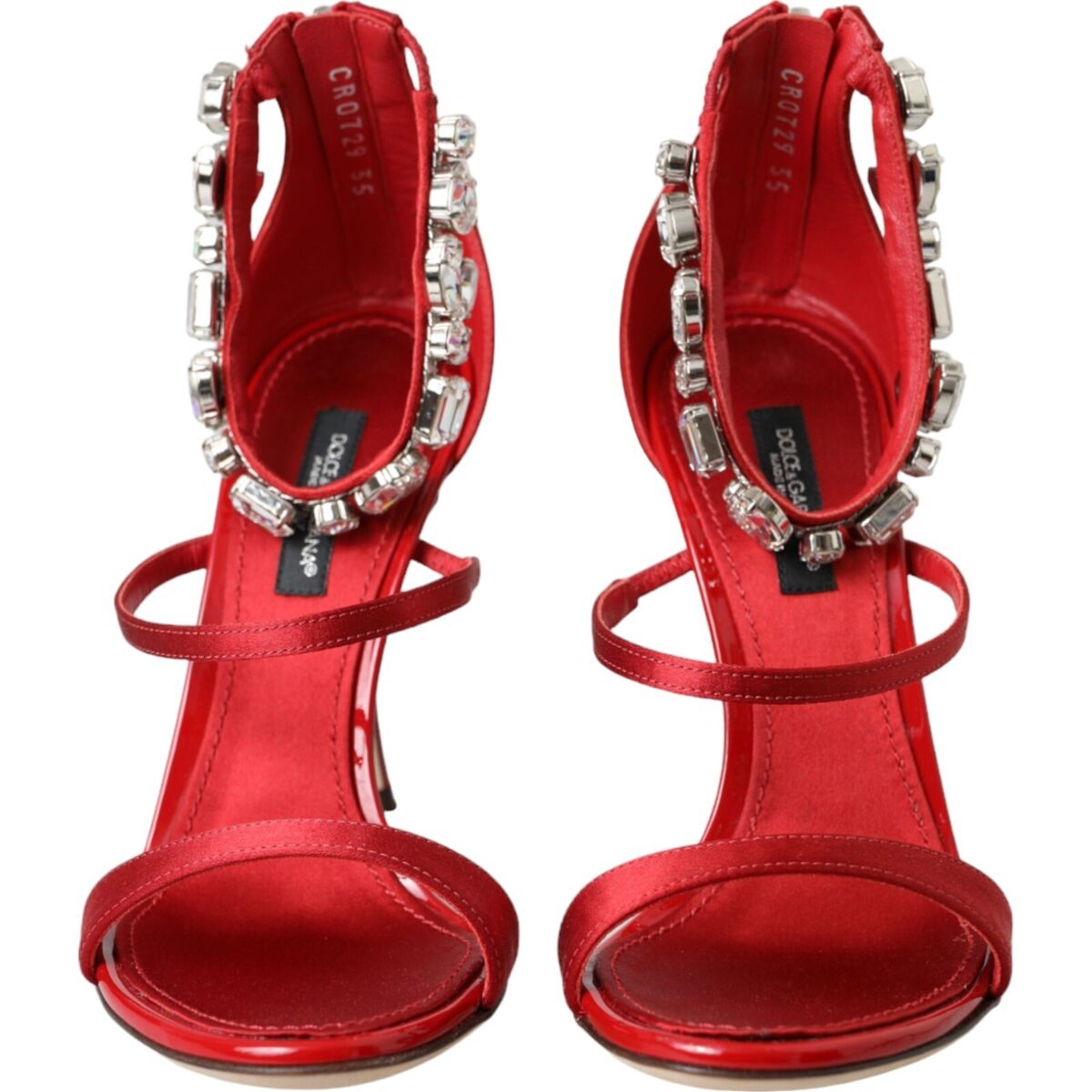 DOLCE & GABBANA Shoes Red Keira Satin Crystals Sandals Heels DOLCE & GABBANA Shoes Red Keira Satin Crystals Sandals Heels