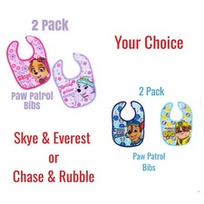 NWT Nickelodeon Paw Patrol Terry Baby Bib 2 Pack Girls or 2 Pack Boys Skye Chase