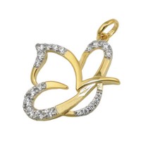 AnhäNger Stilisierter Schmetterling 17X19Mm Mit Zirkonia 9Kt 375 Gold Gelbgold