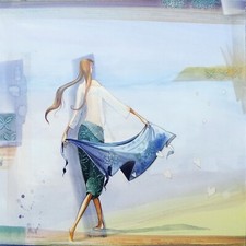Kristiana Heinemann Postkarte 14x14 Frau mit ...