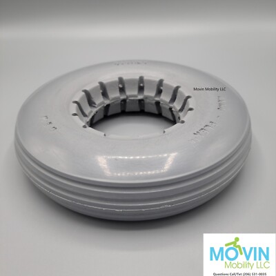7''x2'' (180 x 50) Light Gray Solid Urethane Scooter Ribbed Tire and Caster Wheel