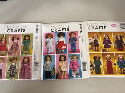 3 UNCUT McCall's Crafts 18'' Doll Clothing Sewing Patterns M5554,M5775,2506