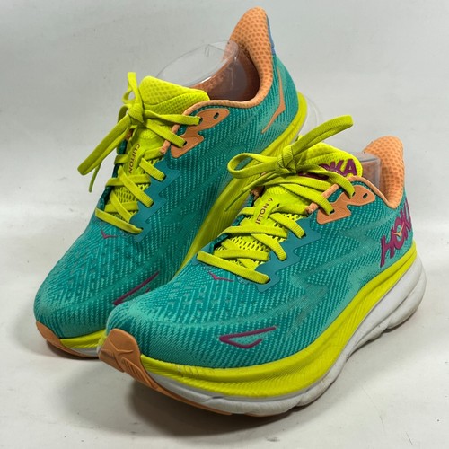 HOKA ONE ONE Shoes Womens 8.5B Clifton 9 Running Sneakers 1127896 Green
