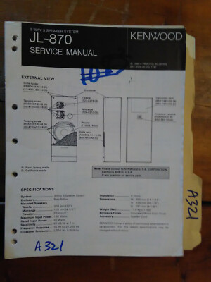 kenwood jl 870 speakers