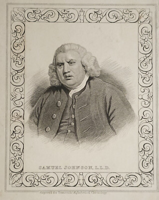 Antique Print Samuel Johnson LLD Portrait Townsend Alphabetical Chronology Liter