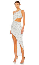MAC DUGGAL 10880 ONE SHOULDER CUTOUT HIGH LOW WHITE GOWN sz 10