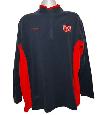 Columbia Fleece Quarter Zip Pullover, Blue with Auburn Logo, Men's XL
