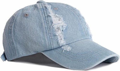 Distressed Denim Baseball Cap Ripped Hat For Women, Men Solid, Blue, Navy, Black - Picture 5 of 24