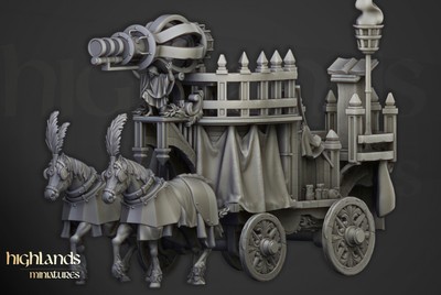 Arcane Cannon on Chariot Carriage Miniature | D&D DnD | 