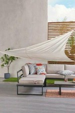 Parasol Garden Sun Shade Sail 3M X 3M Sunshade w Ropes & Buckle - Cream - 0592