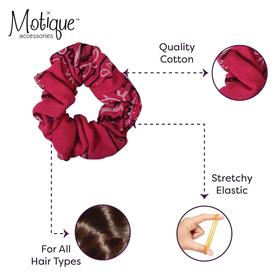Hot Pink Bandana Scrunchies Cotton Hair Bobble - Set of 2 - Image 4 of 4