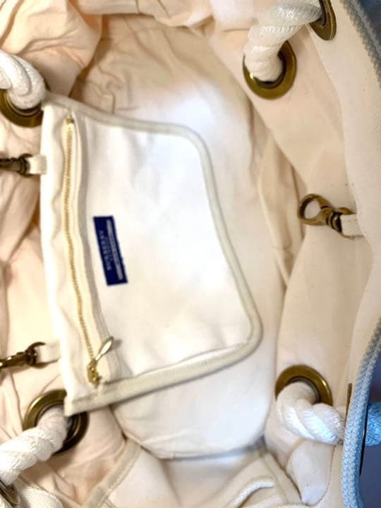 Burberry Blue Label Tote Bag Yellow Canvas Rope Handle Rare Design Japan New thumbnail 5