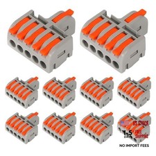Splicing Lever Wire Connectors,Nylon Push-in Mini Electrical 10PCS 1 in 5 Out