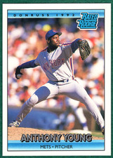 Anthony Young - 1992 Donruss #409 - New York Mets Rated Rookie Baseball Card. rookie card picture