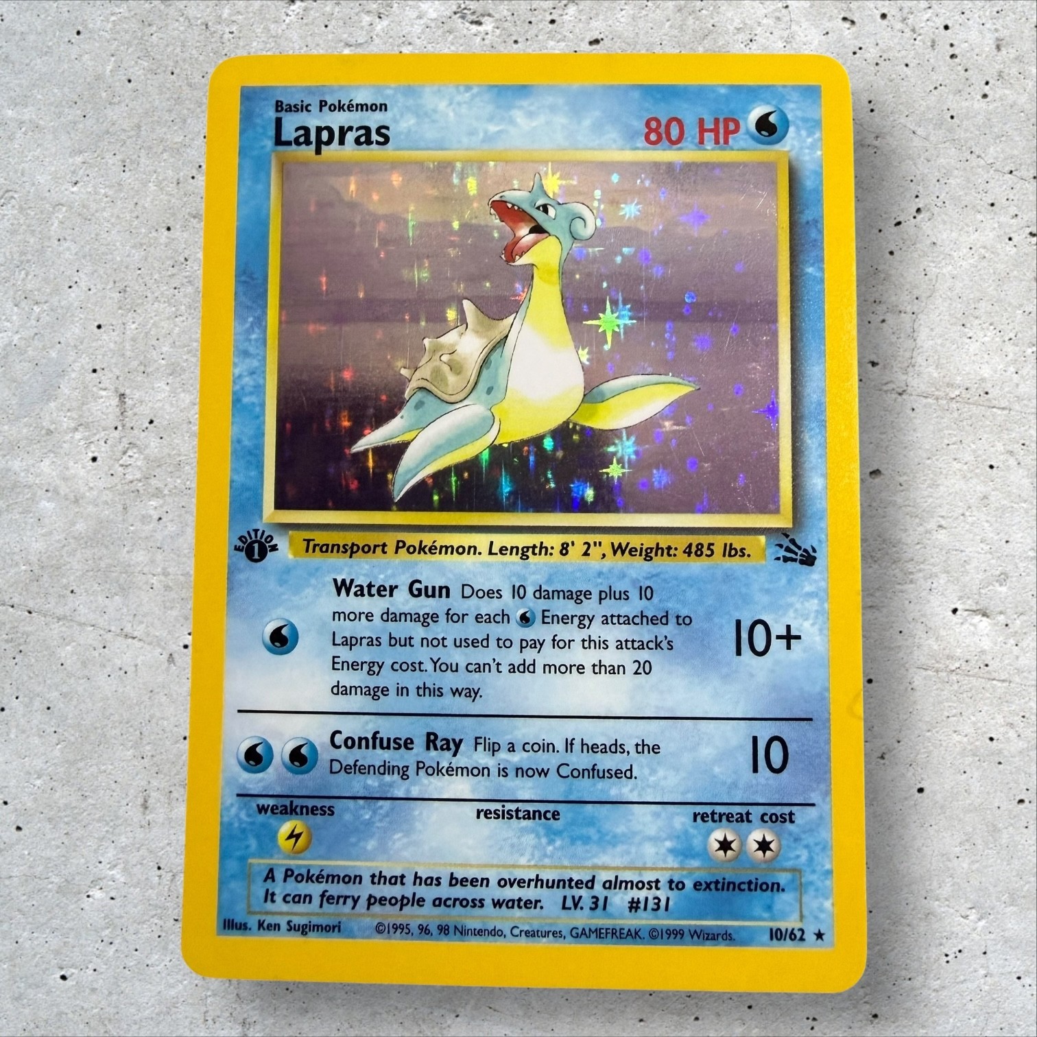 Lapras 10/62 Fossil Holo 1st Edition LP