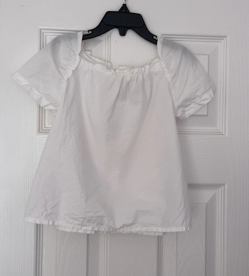 Bonpoint Girls White Cotton Blouse Top 4Y Minimalist Luxury - Image 2 of 3