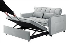 3-in-1 Convertible Sofa Bed 55" Modern Velvet Loveseat Couch w/Adjustable Back