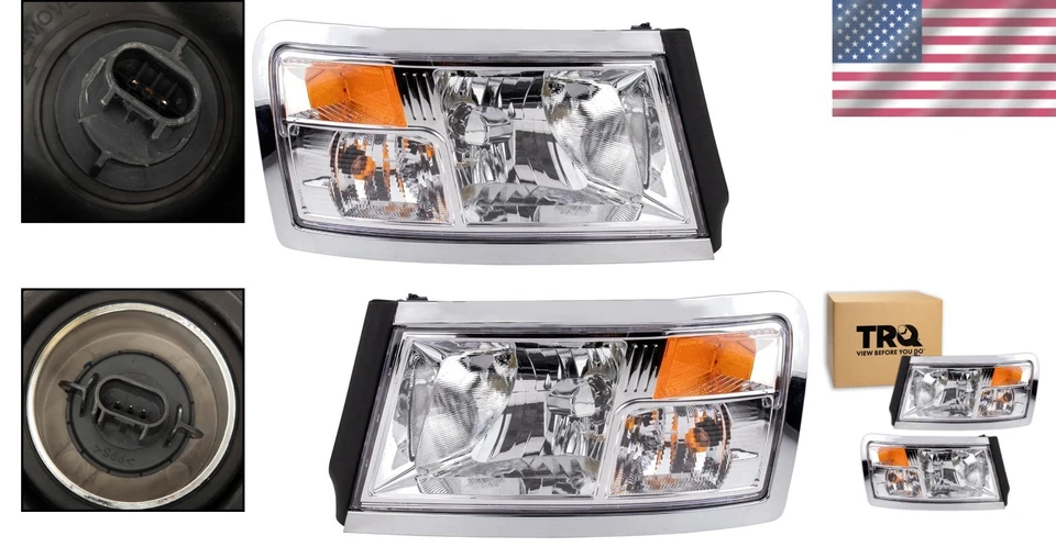 2 Piece Headlight Assembly Set Chrome Bezel for Dodge Ram Dakota 2008-2011 Foto 2 de 4