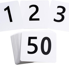 50Pcs Table Numbers 1-50, 3.7X4 Inch Plastic Table Numbers, Double Sided Tabl...