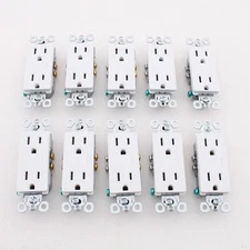 Pass & Seymour 885TRW White 15A Tamper Resistant Decorator Receptacles 10-Pack