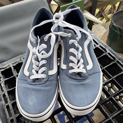 VANS Old Skool Low Top Canvas Lace-Up Sneakers Blue White Rubber Outsole