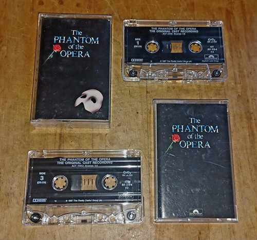 THE PHANTOM OF THE OPERA VTG DOUBLE CASSETTE TAPE LOT CAST MUSICAL RARE (1987)🔥
