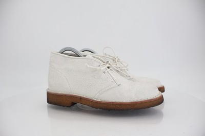 Tory Burch Women's Bergen Size 8 White Cracked Leather Chukka Desert Boots Shoes
