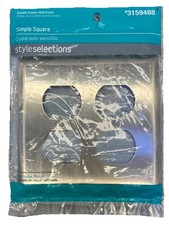 Style Selections Simple Square 2-Gang Duplex Wall Plate, Satin Nickel 15 