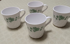 Vintage Corning Ware USA  CALLAWAY Green Ivy Swirl Coffee Tea Cups Mugs Set/4