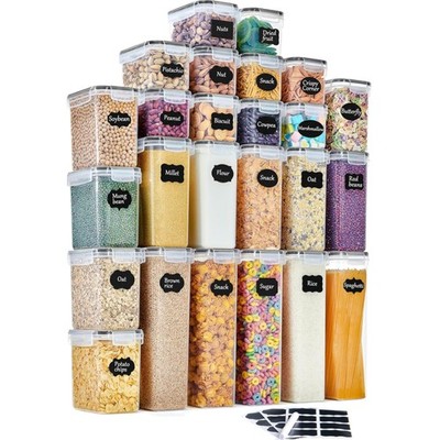 Storage Jars Set of 25 Kitchen Storage Containers Airtight Plastic Food Grade