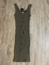 Forever 21 Olive Green Tank Button Dress NWT Small 