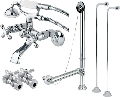 Kingston Brass CCK265C Wall Claw Foot Faucet Package 4-3/4" Polished Chrome