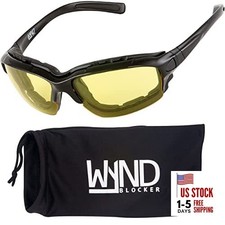 Motorcycle Riding Glasses Extreme Sports Wrap Black  Yellow Night Driving