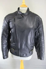 CLASSIC BRITISH MADE BLACK LEATHER GEAR BIKER JACKET 38 INCH